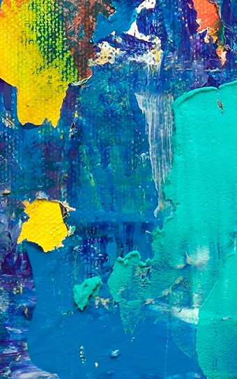 Künstlerisches Werk mit abstrakten Formen und Farben.