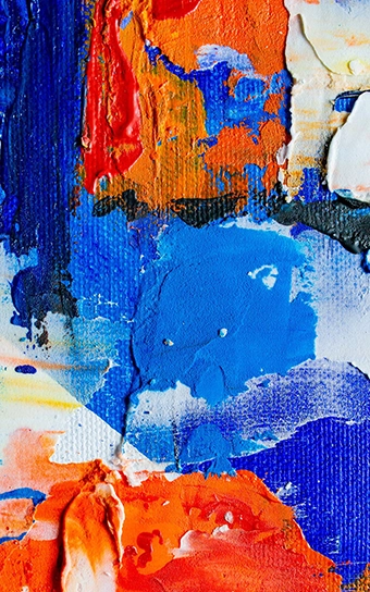 Künstlerisches Werk mit abstrakten Formen und Farben.